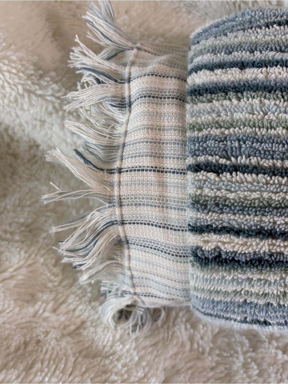 NWT Brooks Brothers Premium Turkish Aqua Green Striped Hand Towels S/2 - Picture 3 of 4